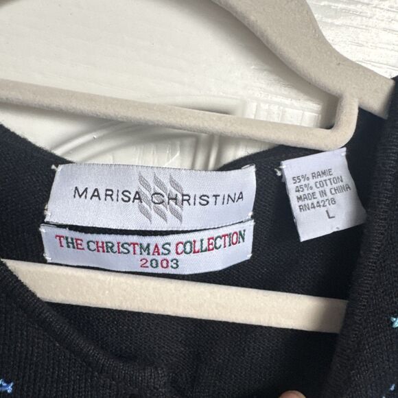 Vintage Marisa Christina Cardigan Sweater Christmas Collection 2003 Size L Black - Picture 5 of 7